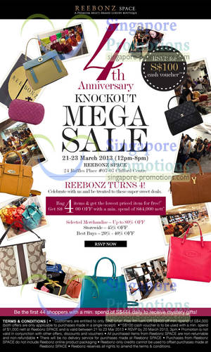 Featured image for (EXPIRED) Reebonz Branded Handbags Sale @ Reebonz Space 21 – 23 Mar 2013