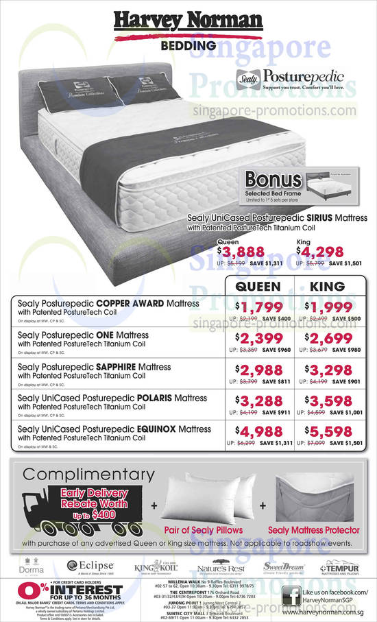 Sealy Unicased Posturepedic Mattress, Sirius , Copper Award, One, Sapphire, Polaris