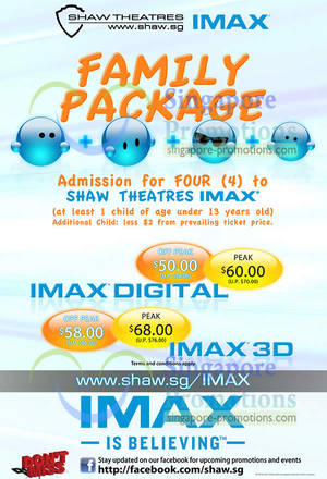 Featured image for Shaw Theatres IMAX Discounted Family Combo Package Deal 28 Mar 2013