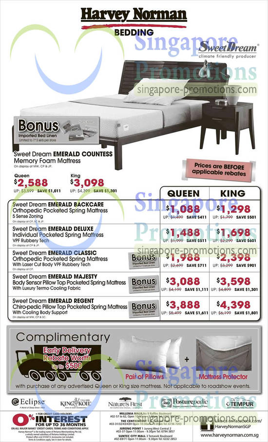 Sweet Dream Mattresses Countless, Backcare, Deluxe, Classic, Majesty, Regent