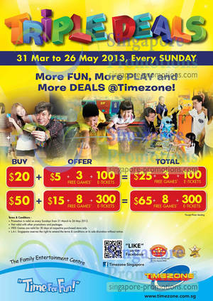 Featured image for (EXPIRED) Timezone Sunday Triple Treats 31 Mar – 26 May 2013