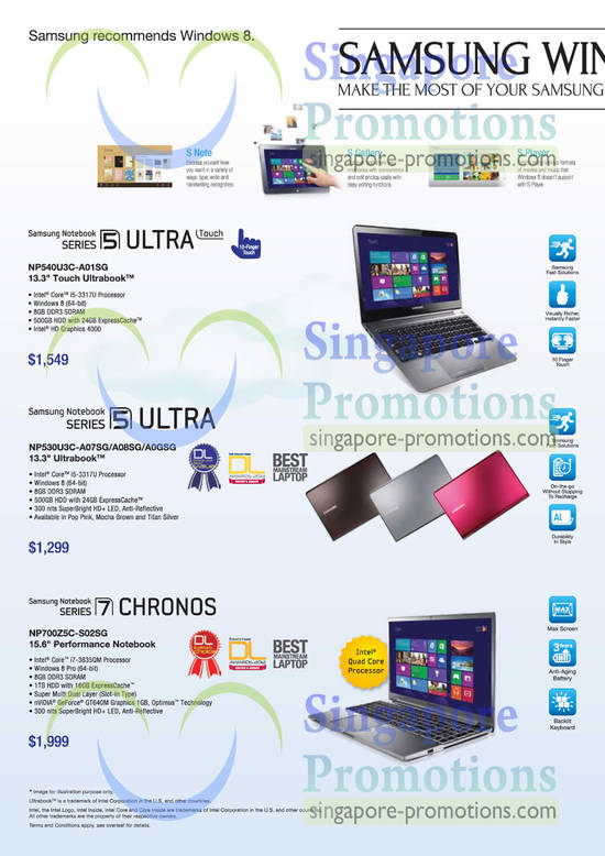 Ultrabook Notebooks NP540U3C-A01SG, NP530U3C-A07SG, NP530U3C-A08SG, NP530U3C-A0GSG, NP700Z5C-S02SG