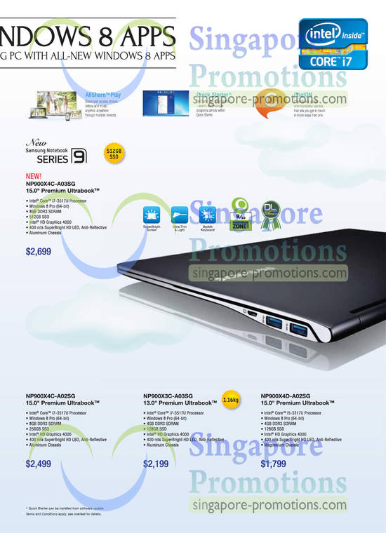 Ultrabook Notebooks NP900X4C-A03SG, NP900X4C-A02SG, NP900X3C-A03SG, NP900X4D-A02SG