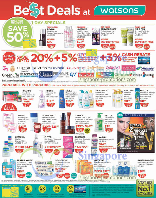 Up To 20 Percent Off on Za, Loreal Paris, Physiogel, Silkygirl, Oceanhealth, Shaklee