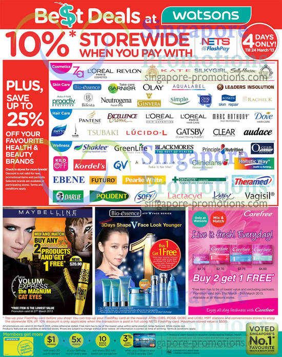 Up To 25 Percent Off Storewide, Mabelline, Bio-essence, Carefree