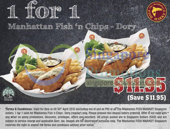 11.95 1 For 1 Manhattan Fish n Chips Dory