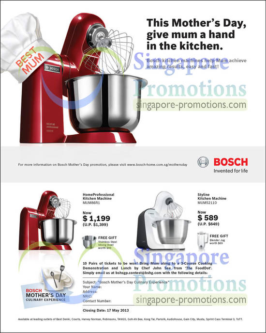 13 Apr Bosch Mothers Day Offers, HomeProfessional Kitchen Machine, Styline