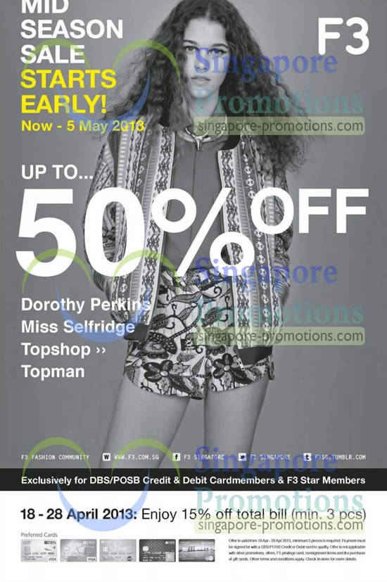 18 Apr Mid Season Sale Dorothy Perkins, Miss Selfridge, Topshop, Topman