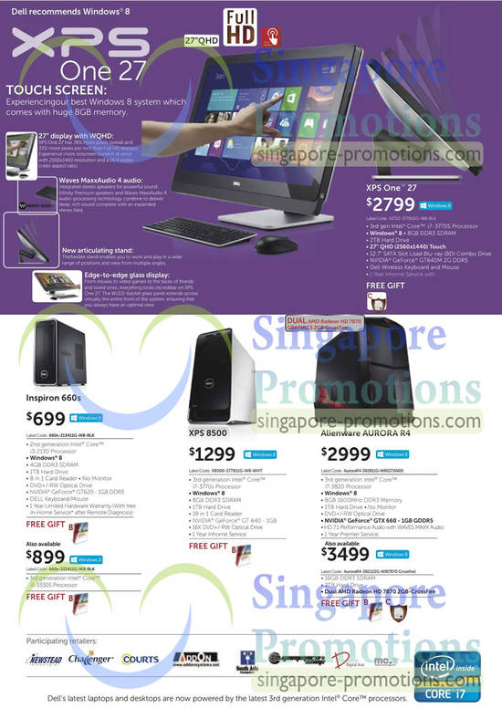 4 Apr Desktop PC Dell Inspiron 660s 660s-213411G-W8-BLK, Alienware AURORA R4 AuroraR4-382811G-W8 GTX660 CPU