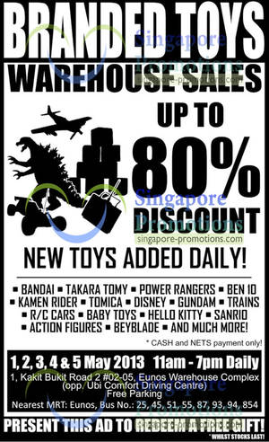 Featured image for (EXPIRED) Branded Toys Warehouse Sale Up To 80% Off @ Eunos Warehouse Complex 1 – 5 May 2013