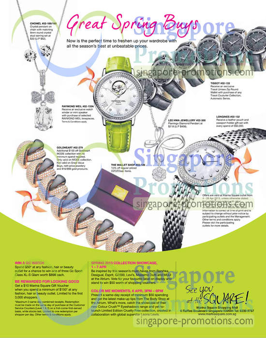 Goldheart, Raymond Weil, Lee Hwa Jewellery, Longines, Tissot, Chomel