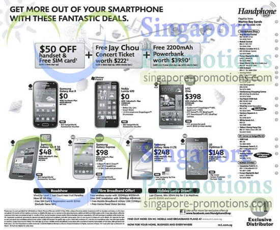 Handphone Shop Samsung Galaxy Ace 2, Tab 2 7.0, Express, Note II LTE, Nokia Lumia 620, HTC One, LG Optimus G