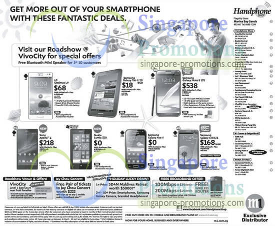 Handphone Shop VivoCity Roadshow, LG Optimus L9, Samsung Galaxy Tab 2 7.0, Note 2 LTE, Ace 2, S III LTE, Sony Xperia Z, Nokia Lumia 520