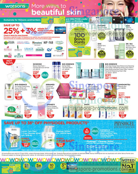 Hot Buys, Up To 25 Percent Off, Skinmiso, Bio Essence, Kinohimitsu, Meiji, AFC, XNDO, Physiogel