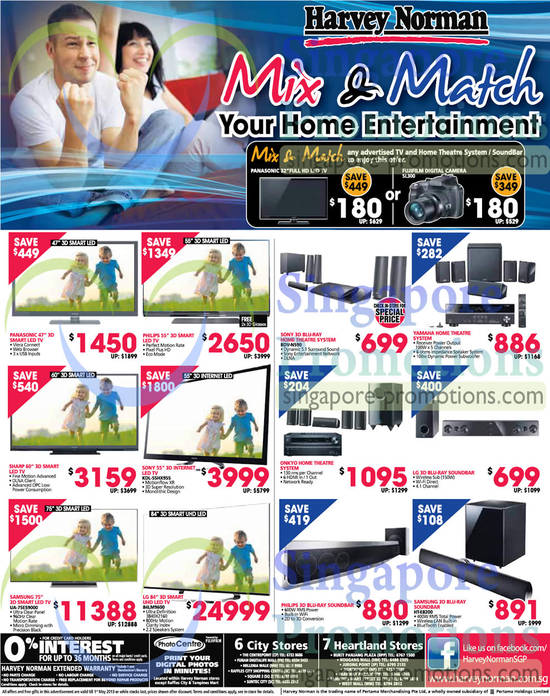 LED TVs, Home Theatre Systems, Panasonic, Philips, Sharp, Sony, Onkyo, Samsung, LG, Yamaha