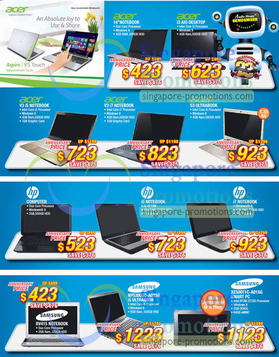 Notebooks Acer, HP, Samsung