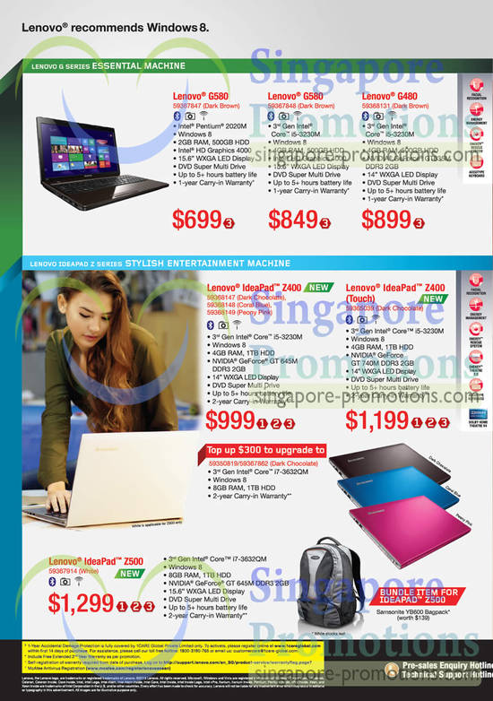 Notebooks Lenovo G580, Lenovo G480, IdeaPad Z400, IdeaPad Z500