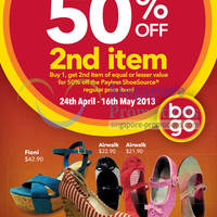 Featured image for (EXPIRED) Payless Shoesource 50% Off 2nd Item Promo 24 Apr – 16 May 2013