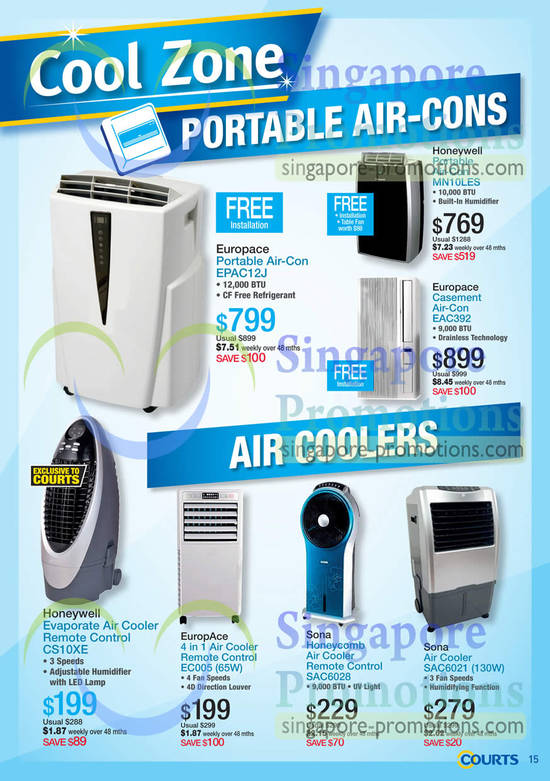 Portable Air Conditioners, Air Coolers, EuropAce, Honeywell, Sona