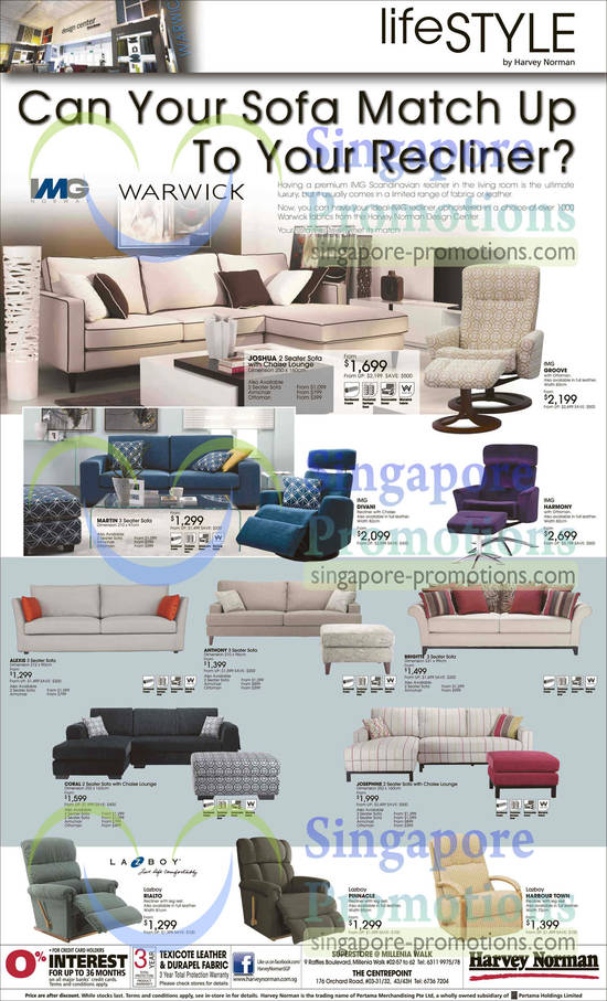 Recliners, Sofas, Chairs, Lazboy Rialto, Pinnacle, Harbour, IMG Groove Chair, Divanic Recliner, Harmony Chair, Warwick Joshua, Martin, Brigitte Sofas