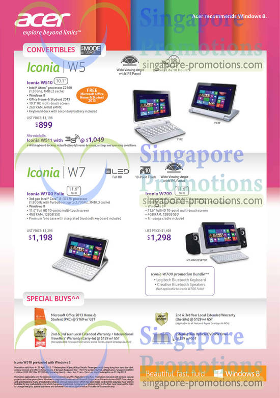 Tablets Acer Iconia W510, W511, W700 Folio, W700