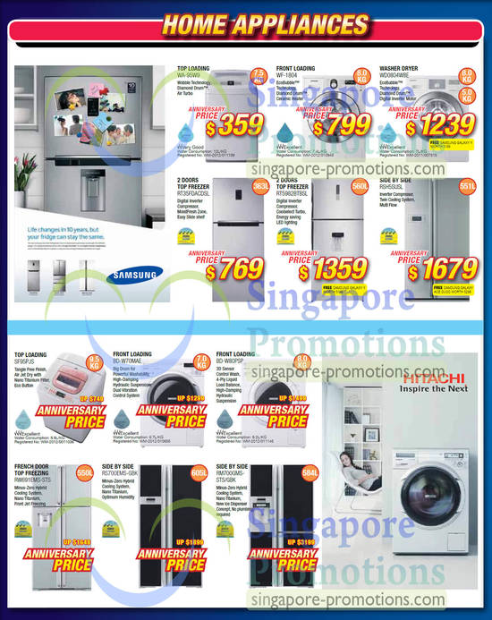 Washers, Fridges, Samsung, Hitachi