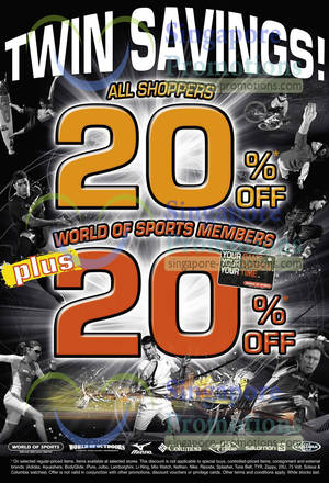 Featured image for World of Sports 20% Off Selected Items Promo 19 Apr – 5 May 2013