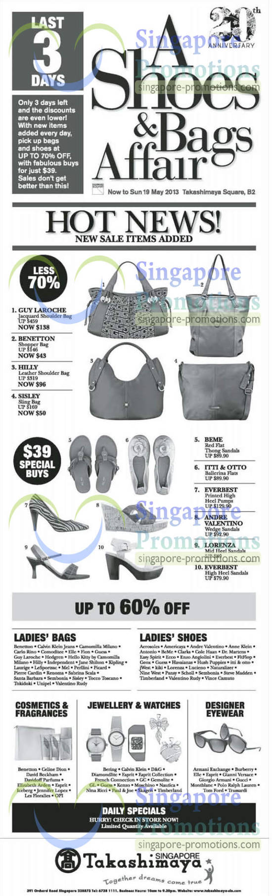 17 May Handbags, Sandals, Guy Laroche, Benetoon, Hilly, Sisley, Beme, Itto & Otto, Everbest, Lorenza