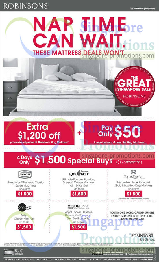 23 May Mattresses Simmons, King Koil, Sealy PosturePremier, Omazz, Four Star