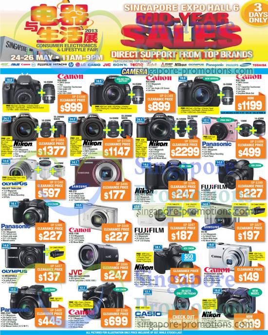 24 May Digital Cameras, Canon, Nikon, Panasonic, Olympus, Samsung, Fujifilm, Casio, JVC Camcorder