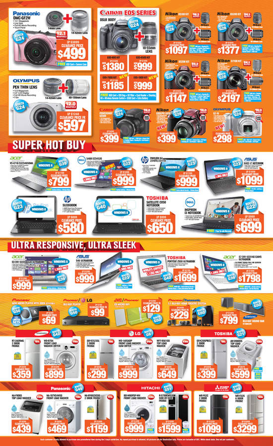 25 May Digital Cameras Panasonic, Canon, Nikon, Olympus, Notebooks, Appliances, Fridges, Washers