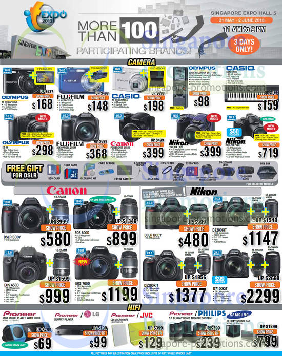 31 May Digital Cameras, Hifi, Olympus, Fujifilm, Casio, Nikon, Canon, Pioneer, LG, Philips, JVC, Samsung