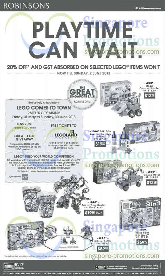 31 May Lego Items Road Construction Set, Duplo Sleeping Beauty Room, Rocka Hunter, Spinner Battle