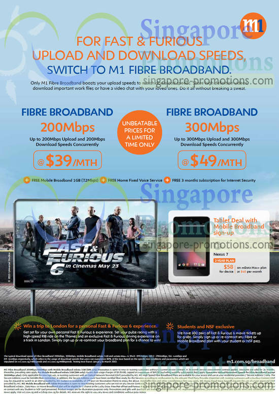 39.90 200Mbps Fibre Broadband, 49.00 300Mbps, Nexus 7