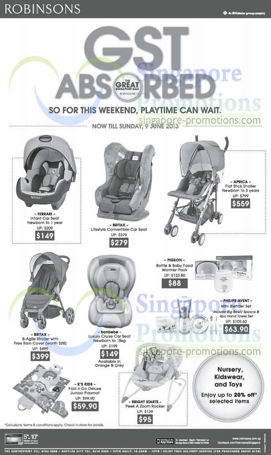 7 Jun GST Absorbed Weekend, 20 Percent Off Selected Nursery, Kidswear n Toys