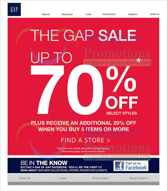 8 Jun Up To 70 Percent Off, Additional 20 Percent Off With 5 Items Purchase