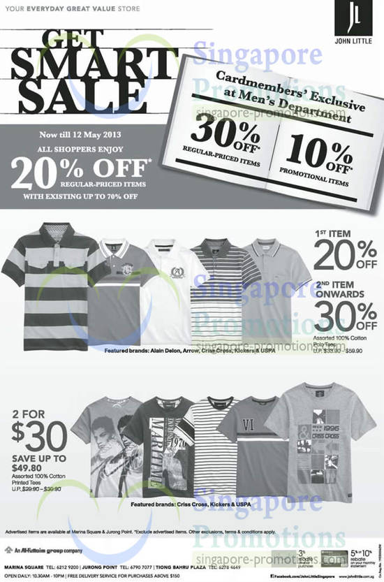 9 May Mens Department Additional 20 Percent Off, Cotton Printed Tees