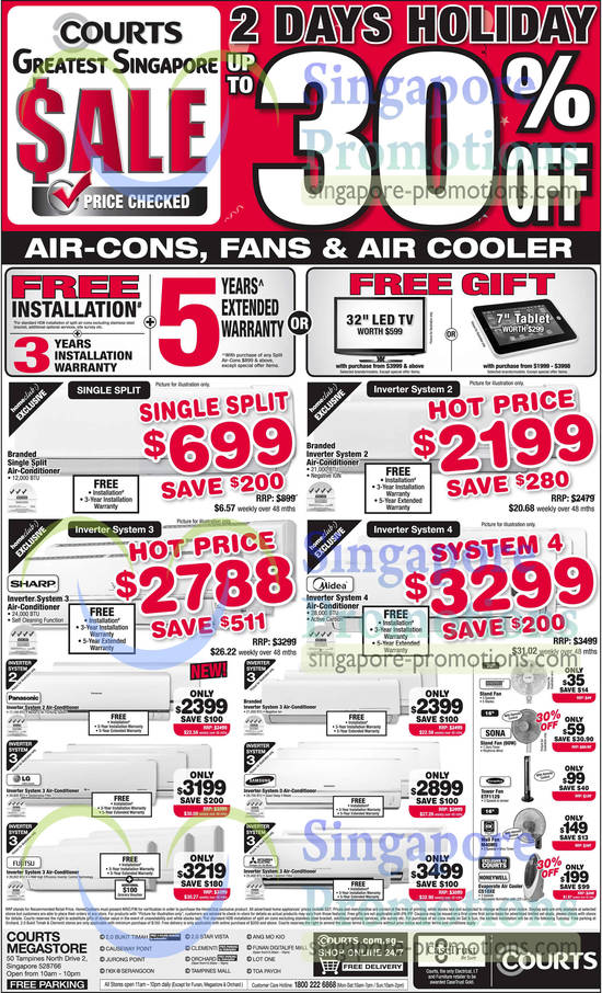 Air Conditioners Sharp, Midea, Panasonic, LG, Fujitsu