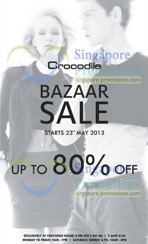 Featured image for (EXPIRED) Crocodile Bazaar Sale Up To 80% Off @ Crocodile House 23 May – 30 Jun 2013