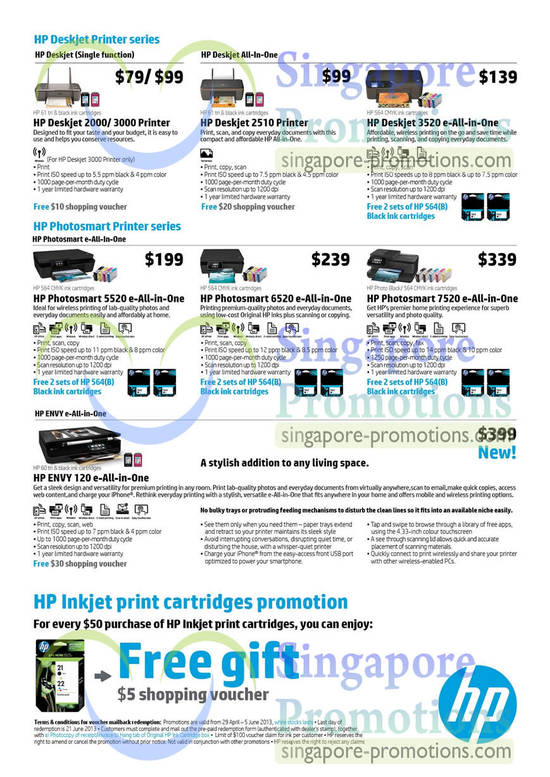 Deskjet 2000 Printer , 3000, 2510, 3520, Photosmart 5520, 6520, 7520