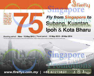 Featured image for (EXPIRED) Firefly Malaysia Promotion Air Fares 7 – 12 May 2013