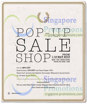 Featured image for (EXPIRED) Fred Perry Up To 40% Off Pop-Up Sale @ Laurel Wreath 1 – 19 May 2013