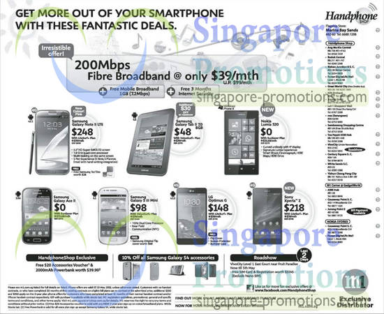 Handphone Shop Samsung Galaxy Note II LTE, Tab 2 7.0, Ace 2, S III Mini, LG Optimus G, Sony Xperia Z, Nokia Lumia 520