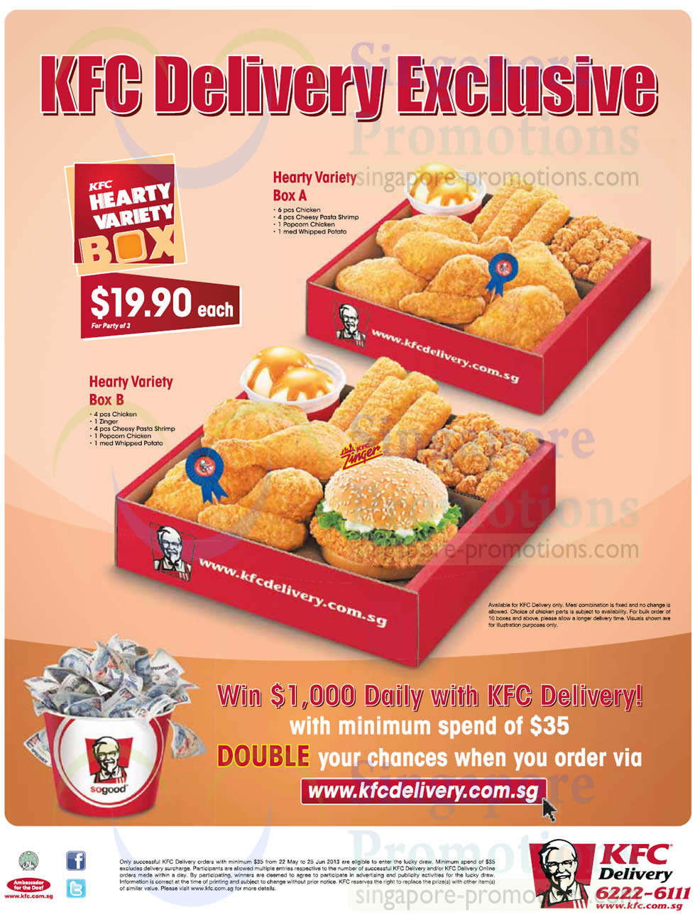 KFC Delivery New Hearty Variety Boxes Combo Meals 11 May 2013