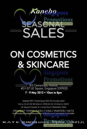Featured image for (EXPIRED) Kanebo Cosmetics & Skincare Seasonal Sale @ UE Square 7 – 9 May 2013