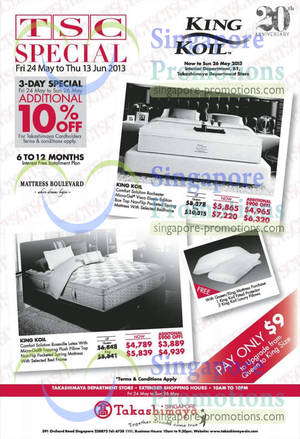 Featured image for (EXPIRED) Takashimaya Mattresses, Bedsheets & Kitchenware Offers 24 May – 13 Jun 2013