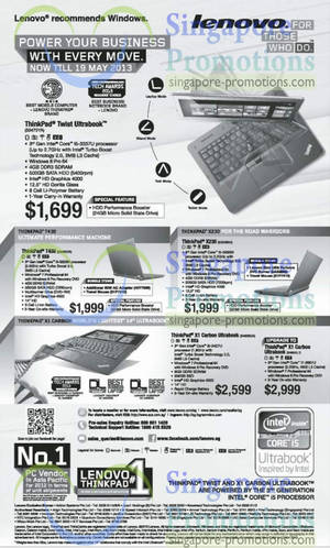 Featured image for (EXPIRED) Lenovo ThinkPad Notebooks Promotion 8 – 19 May 2013