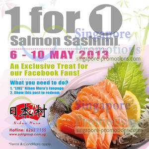 Featured image for (EXPIRED) Nihon Mura 1 For 1 Salmon Sashimi Coupon 6 – 10 May 2013