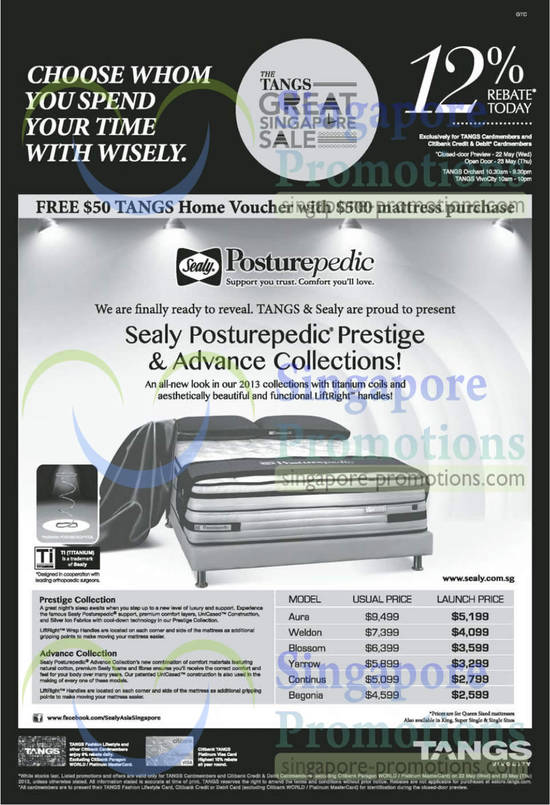 Sealy Posturepedic Mattresses Aura, Weldon, Blossom, Yarrow, Continus, Begonia