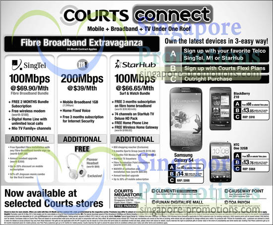 Singtel, Starhub, M1, Samsung Galaxy S4, Blackberry Z10, HTC One